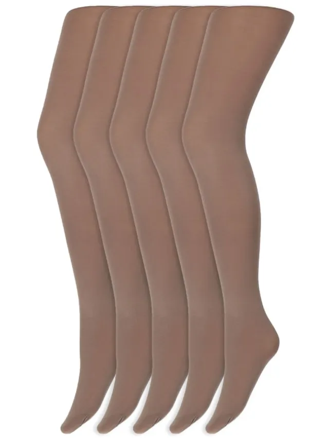 Marianne Gekleurde panty’s | Micro | 60 Denier | Merk: Marianne | Maat: S t/m XXL | Kleur: Fossil | 5 Paar Bruin
