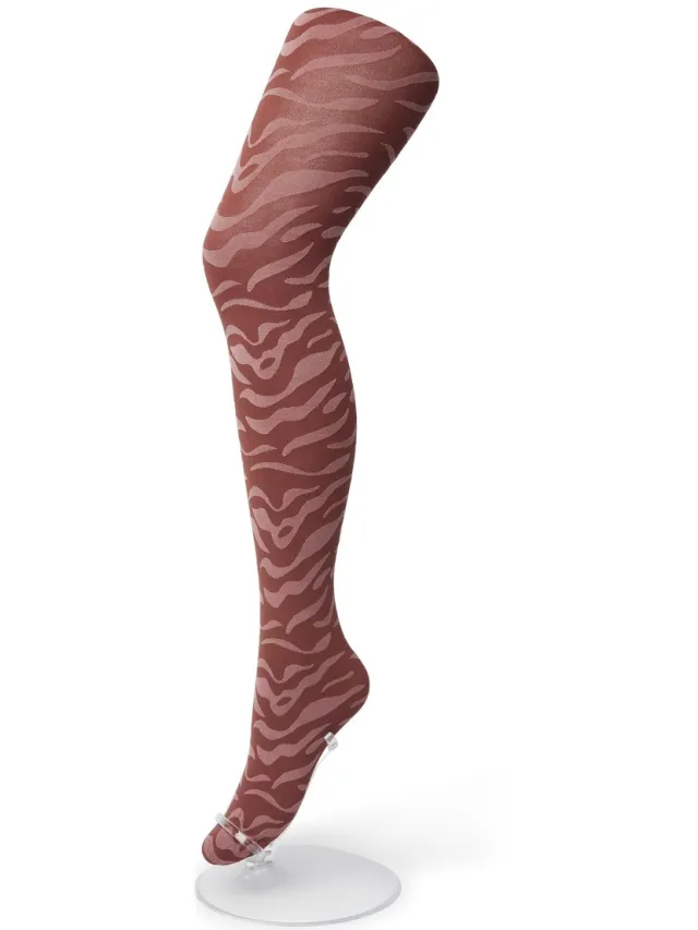 Bonnie Doon Dames Panty met Zebra Print 100 Denier maat L/XL Oud Roze - Uitstekend Draagcomfort - Zebraprint - Dierenprint - Gladde Naden - Perfecte Pasvorm - Mesa Rose - BP211902.280 Mesa Rosa