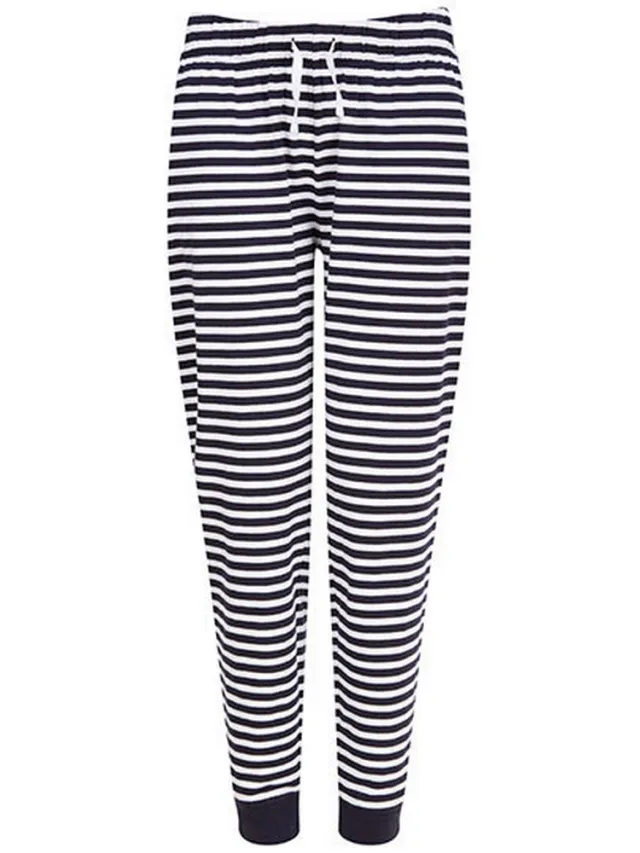 SF Women Dames/Dames Gestreepte Pyjamabroek met Manchetten (Marine / Wit) Marineblauw