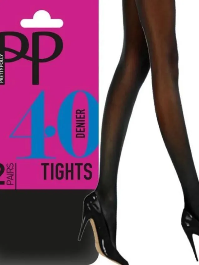 Pretty Polly Panty - Opaque - Dikke Panty - Grote Maten - Plus Size - 40 Den. - Zwart - 2 Paar Voordeelverpakking Black