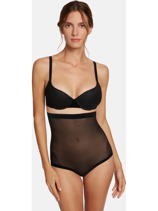 Wolford Tulle Control Panty High Waist - Tulle - Zwart