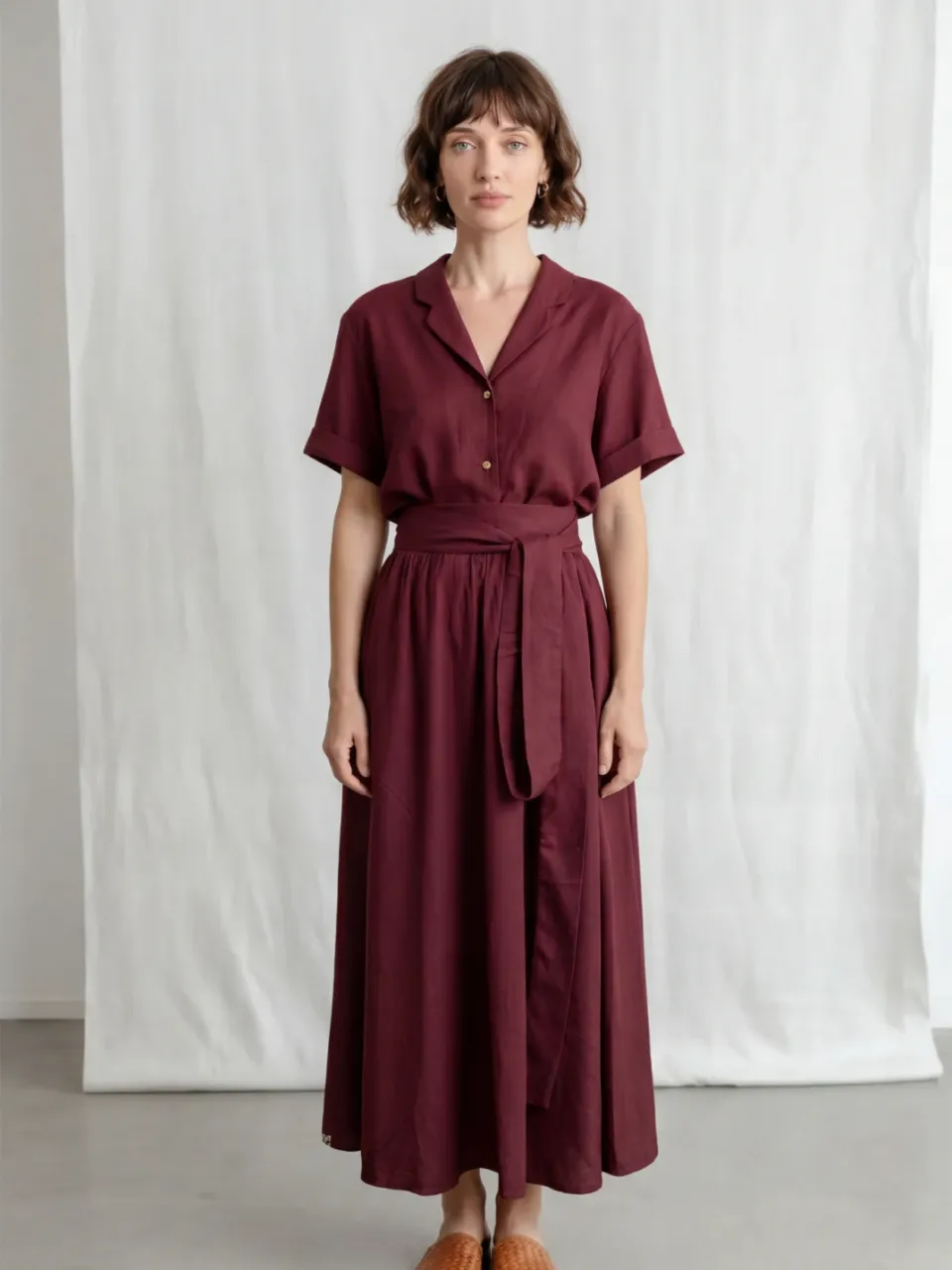 Jyoti - Fair Works dames vegan Maxirok Sarit Druif Donkerrood