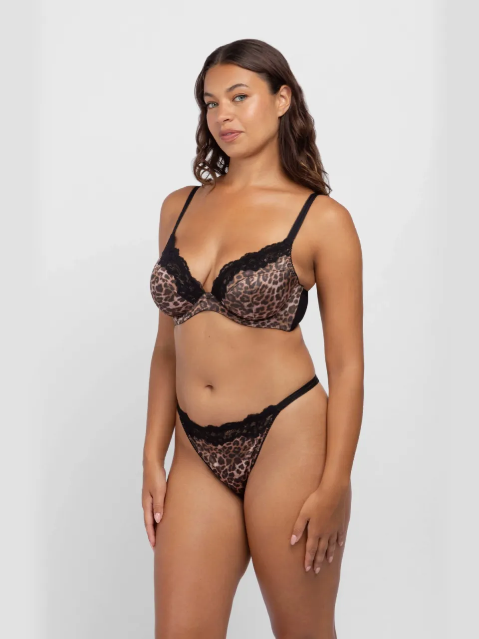 Dorina niet-voorgevormde push-up bh met beugel en panterprint bruin, foto 3