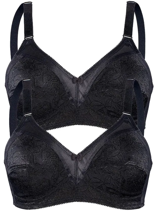 Sassa Verpakking van 2 Zachte BH GLANZEND JACQUARD Zwart Zwart