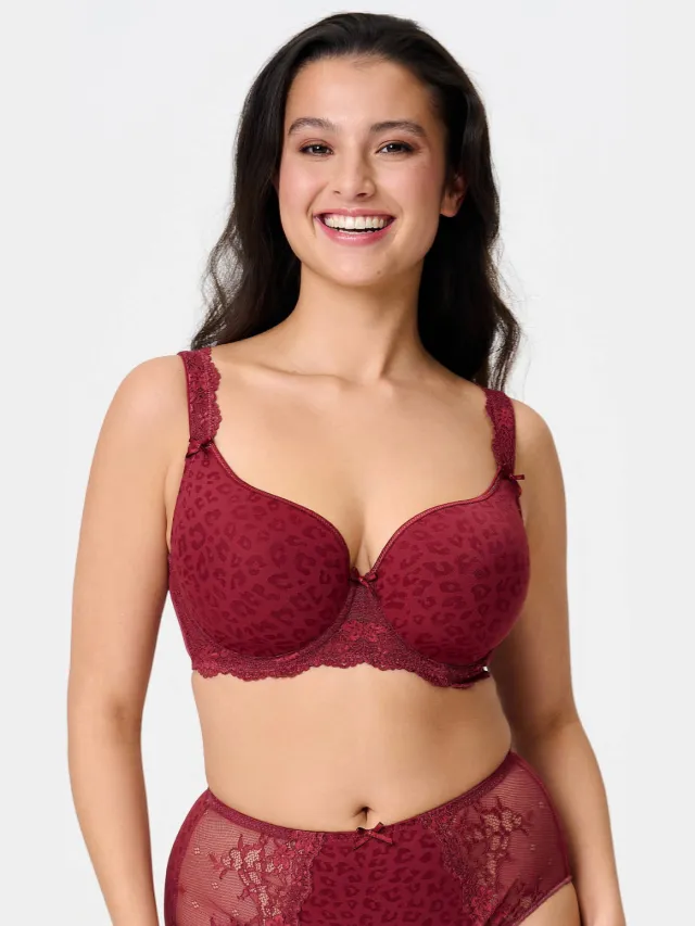 Lingadore uni-fit plus voorgevormde bh met beugel donkerrood