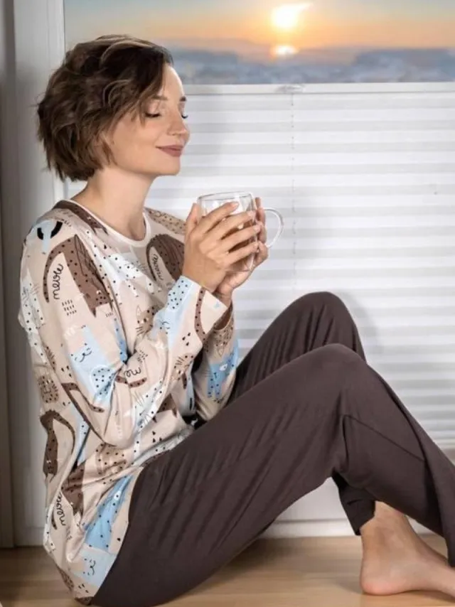 Ringella Cat Print – Pyjama – 6511234 – Brown –