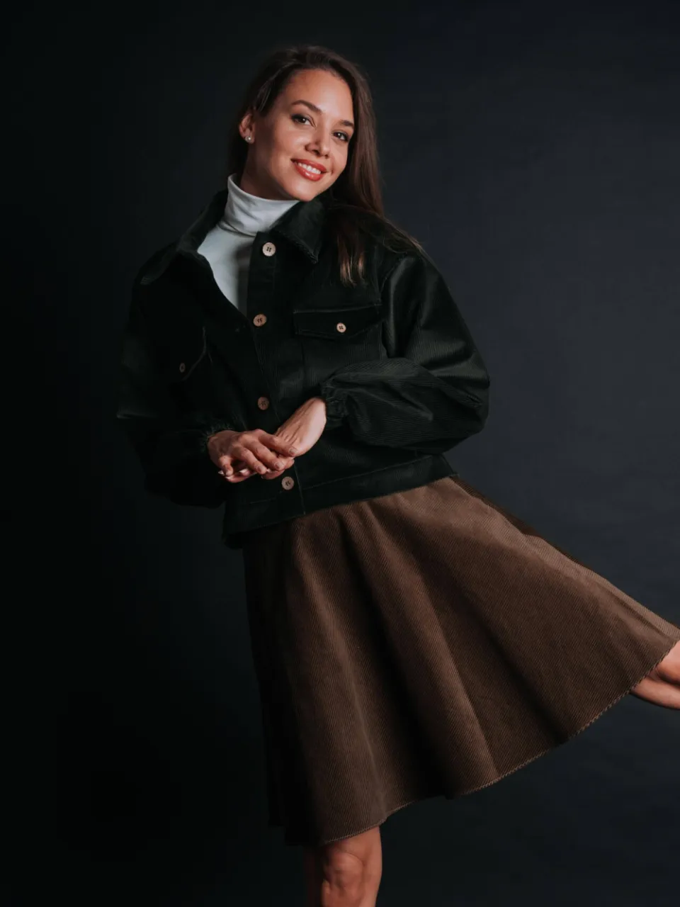 De IONESCU dames vegan Corduroy Minirok Borsa Lichtbruin, foto 2