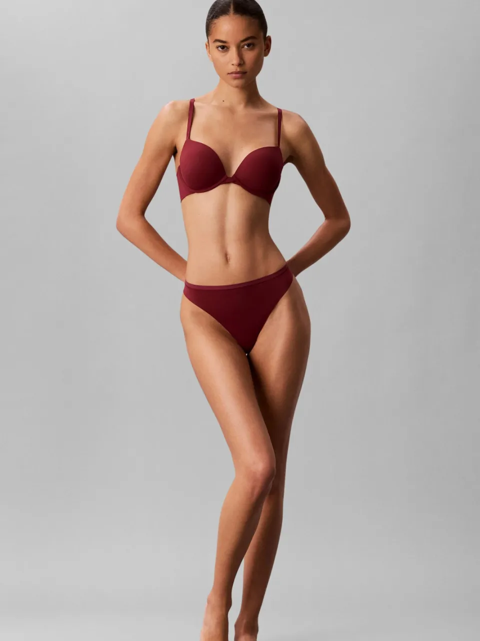 Calvin Klein voorgevormde push-up bh met beugel - donkerrood, foto 4