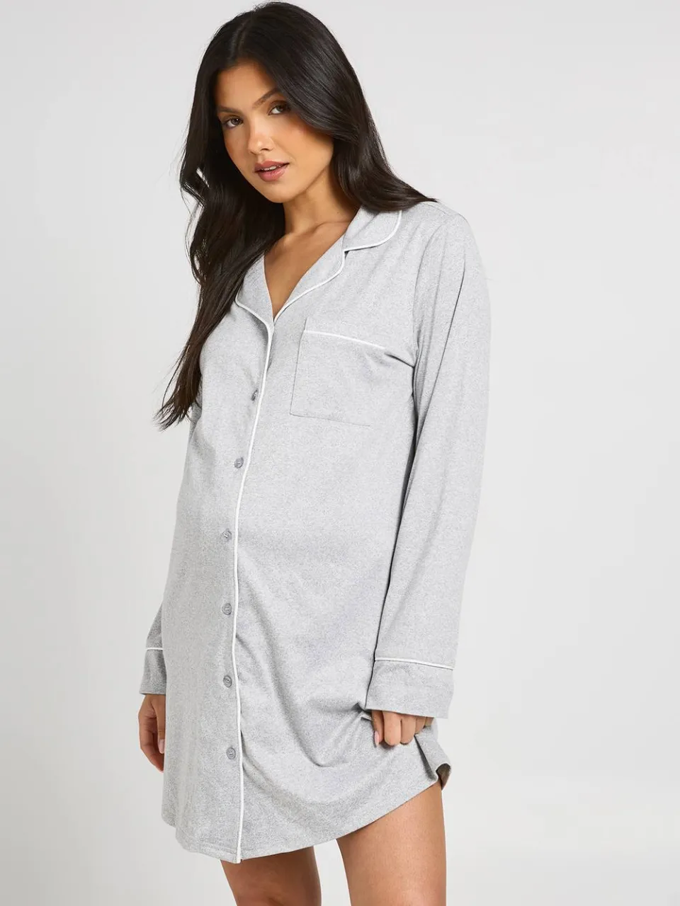 boohoo Dames Zwangerschapsnachthemd Met Biesdetail grijze mergel, foto 3