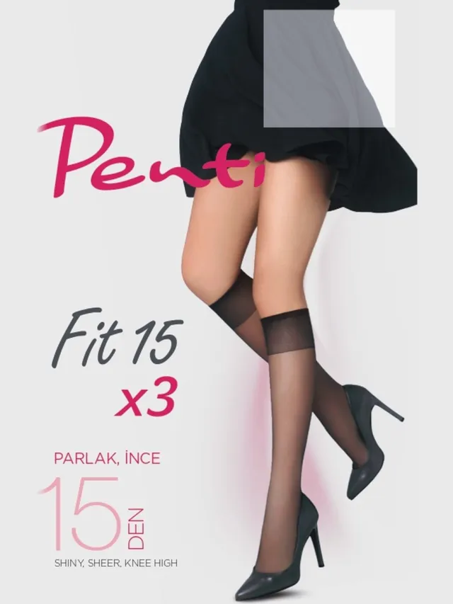 Penti Dames Kniekousen | Pantykousen | Pantykousjes Set Fit 15 Denier 3 PACK - ZAND - Maat One size