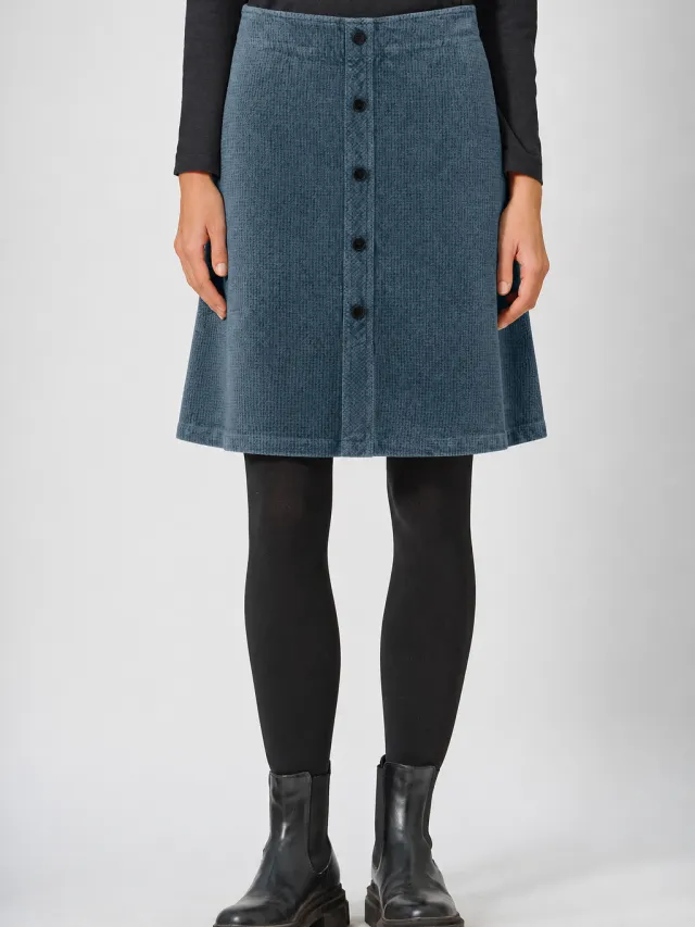 HempAge dames vegan Rok Button Placket Duifblauw