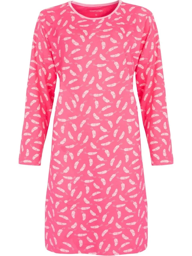 Temptation Dames Nachthemd - Bigshirt - 100% Katoen - Rood