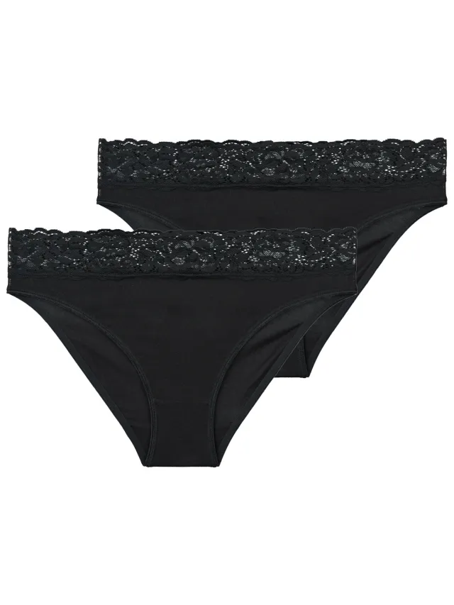 Dim Coton Plus Feminine slips 2-pack zwart