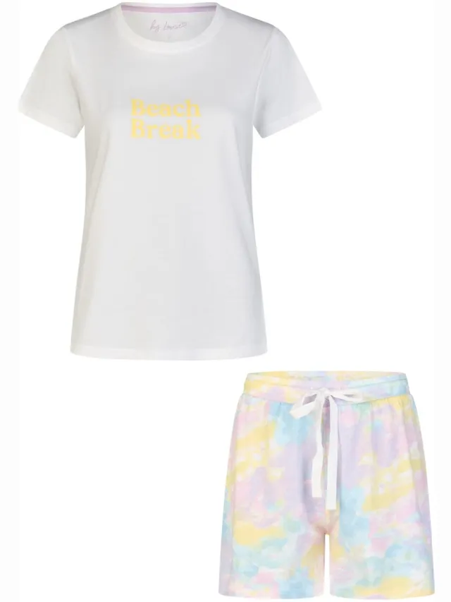 By Louise Dames Shortama Korte Pyjama Set Geprint Wit/Multi