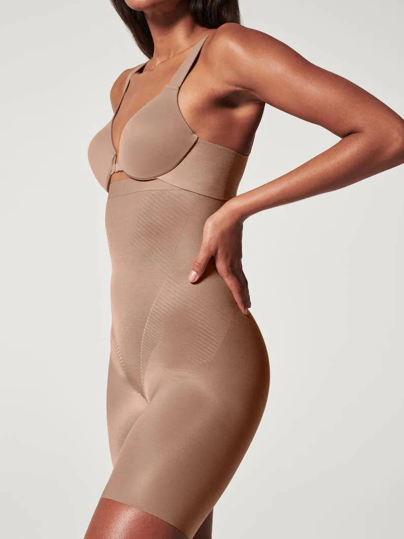 SPANX seamless medium corrigerende High-Waisted Mid-Thigh short donkerbeige, foto 6