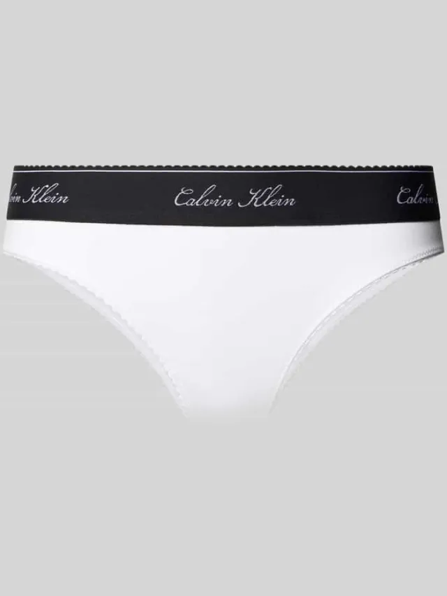 Calvin Klein String van katoenmix met modaalgehalte model 'SCRIPT Thong' wit, foto 2
