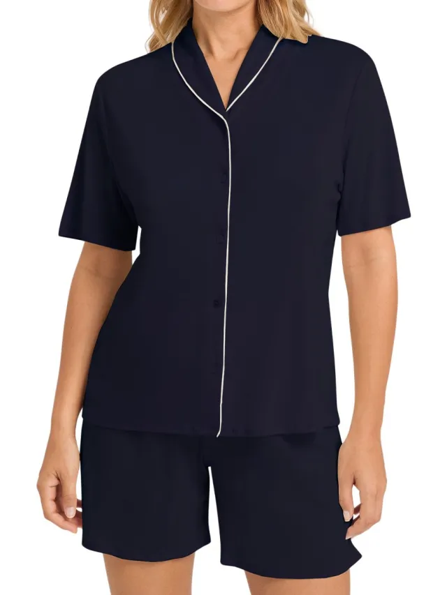 Hanro Kort Natuurlijk Comfort diep marineblauw
