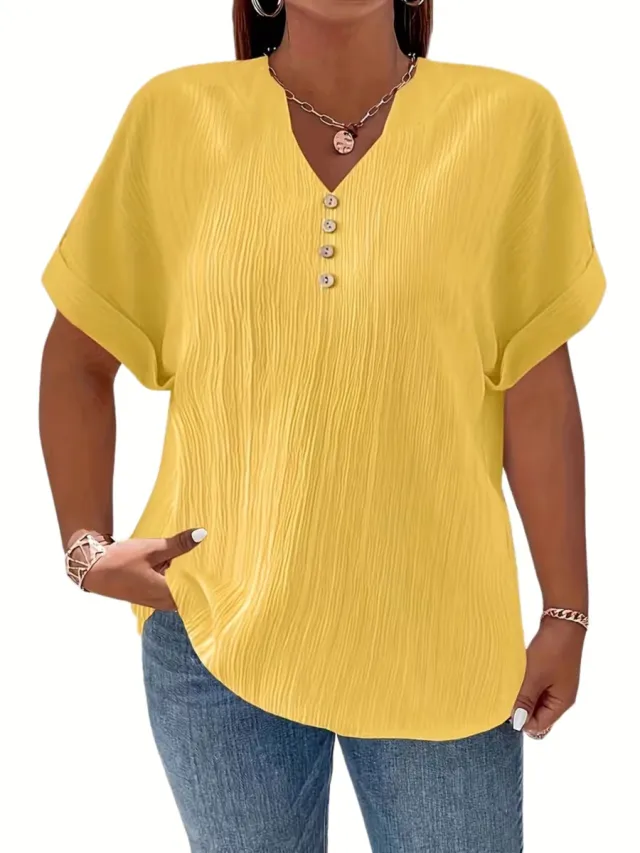 Currero Topje Dames - Top Kleding - Shirt - Blouse - Kort - Volwassen - Geel