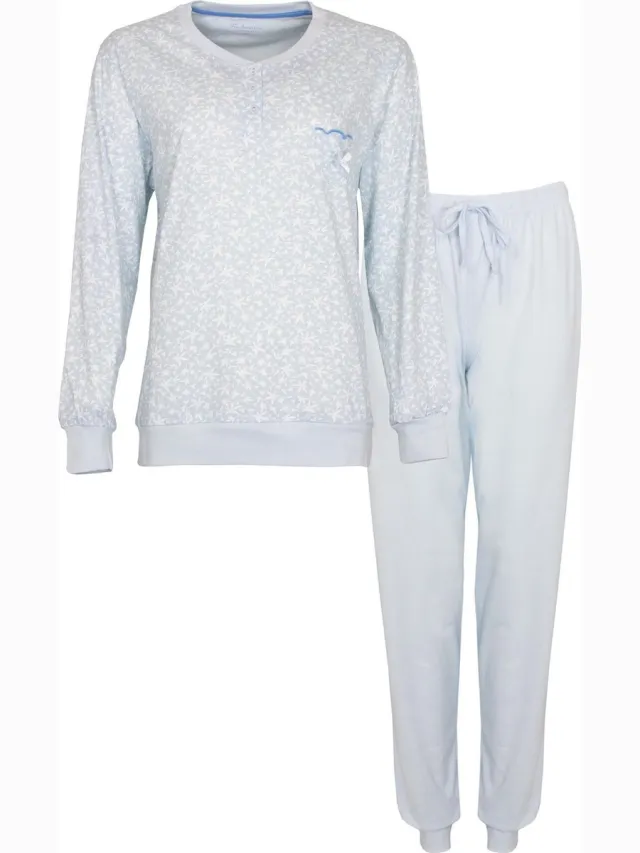 Tenderness Dames Pyjama - 100% Katoen - Licht Blauw