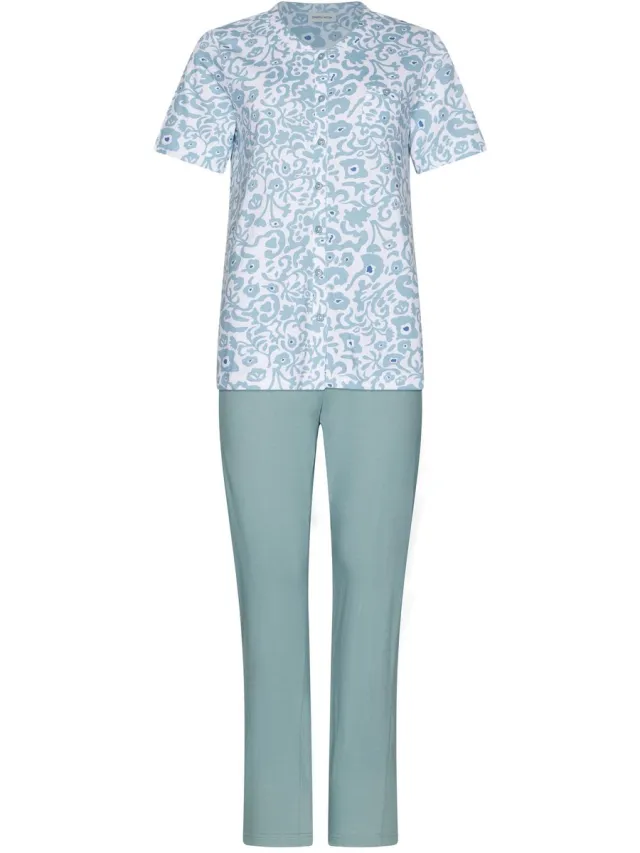 Pastunette Pyjama - Stone Blue - Katoen - Blauw/Wit