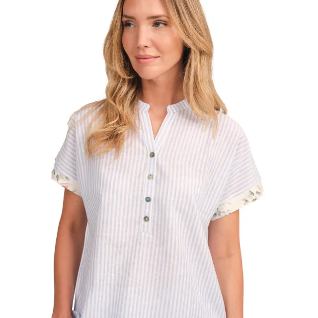 J&J Brothers JJBFH0510 Nachtjapon met korte mouwen voor dames Blauw