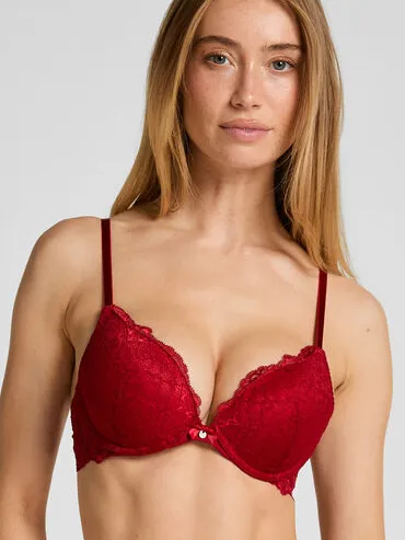 Hunkemöller Voorgevormde push-up beugel bh Marine Rood