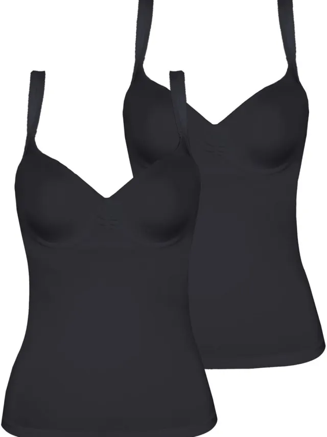 Viania 2-pack Beha-hemd Basic Zwart Zwart