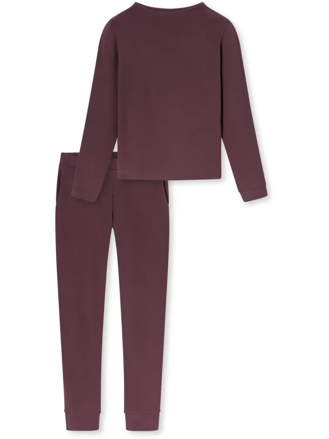 Schiesser Pyjama lang - Dames - Pyjamas cacaobruin