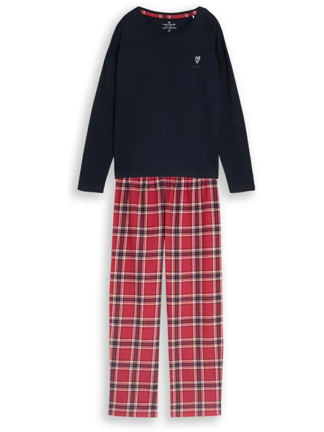 Tom Tailor Pyjamaset met ruitjespatroon van katoen - red-medium-check