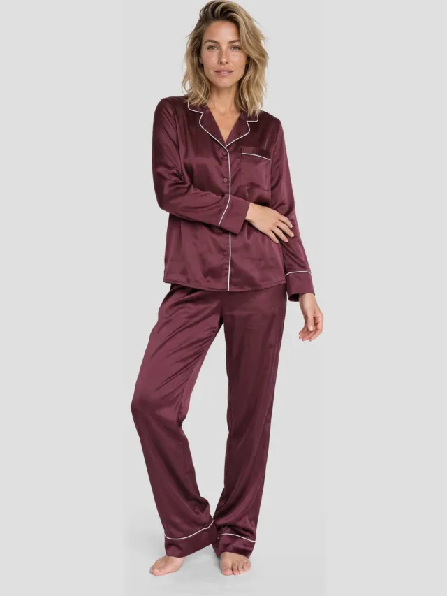 Dreamcovers satijnlook pyjamaset bordeaux, foto 2