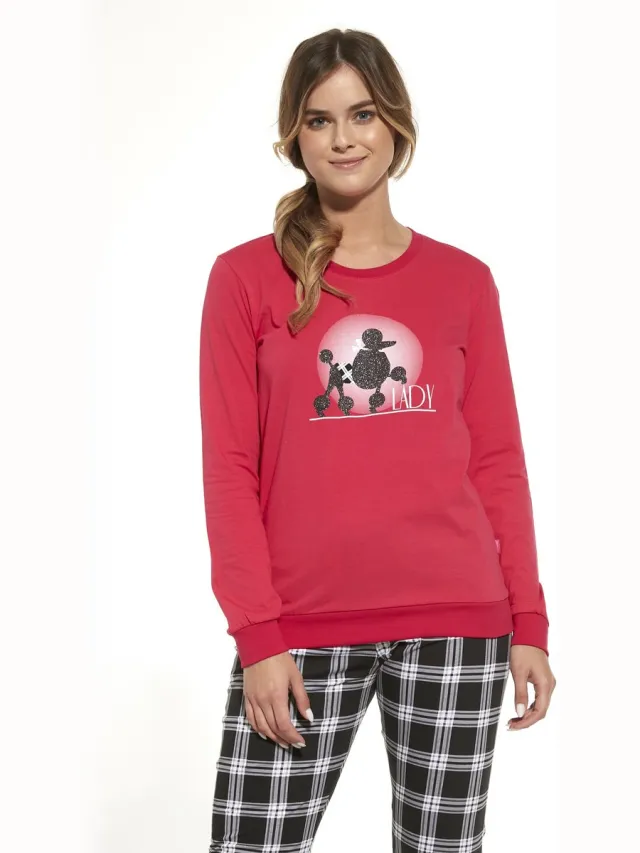 Cornette Katoenen Pyjama Dames Volwassenen Winter Matching Gezin Pyama Lange Mouw Lange Broek Lady 567/304 Roze