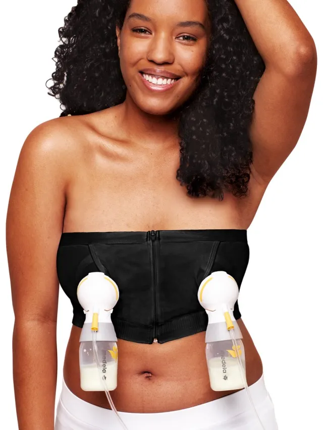 Medela Hands-free™ kolf bh - Kolf bh voor handsfree kolven - Easy Expression bustier - Stretch - Extra zacht - Met ritssluiting - Zwart