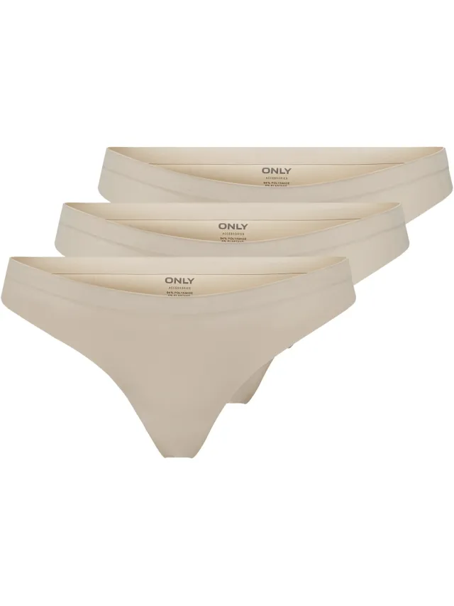 Only ONLTRACY BONDED THONG 3-PACK NOOS ACC Peach Taffy;X 3
