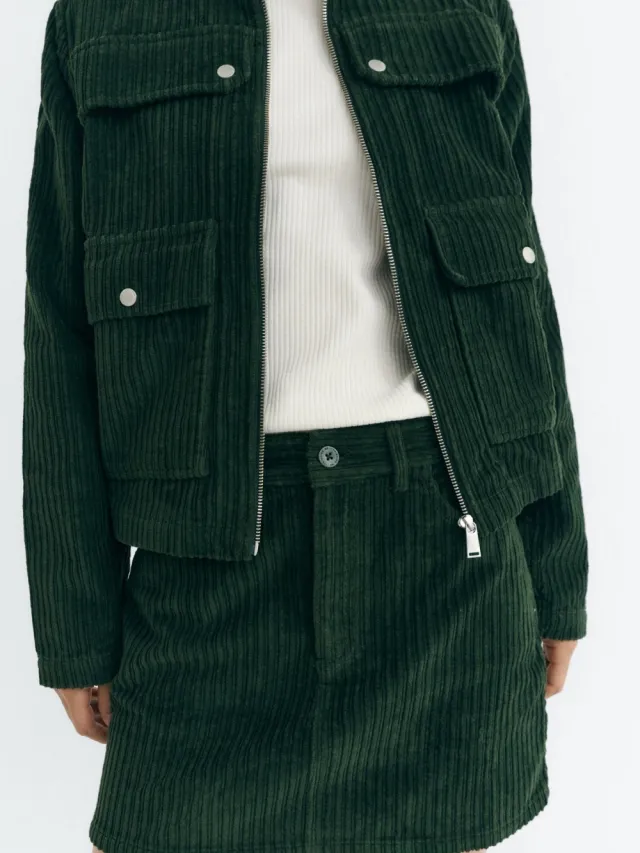 thinking mu dames vegan Minirok Corduroy Kimmy Groen, foto 2