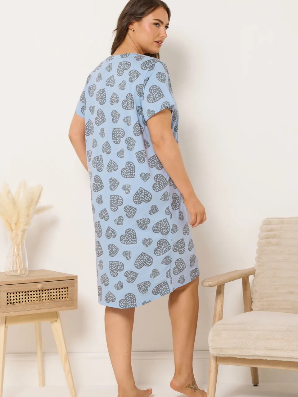 Yours Lichtblauw Nachthemd Met Hartje-64 blauw, foto 3