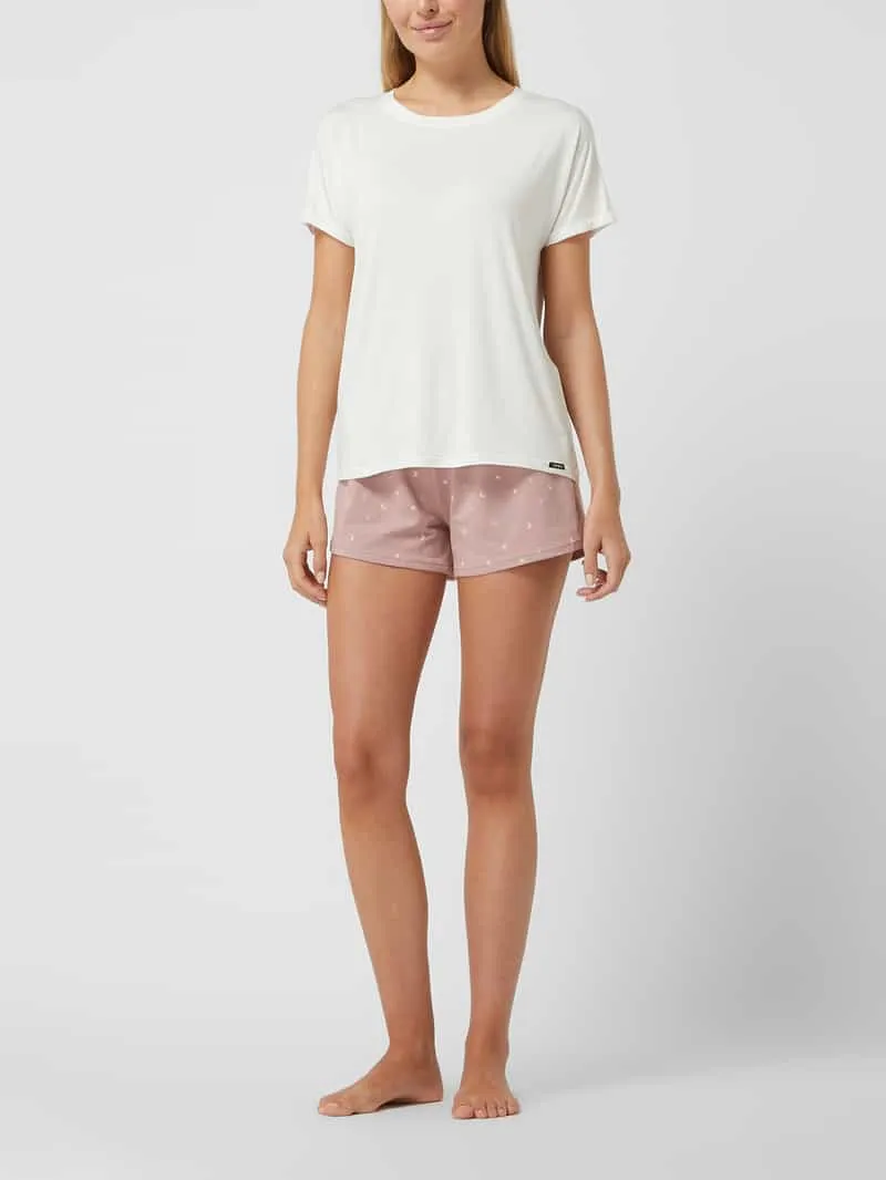 SKINY T-shirt van een mix van viscose en elastaan, model 'Every Night In' offwhite, foto 3