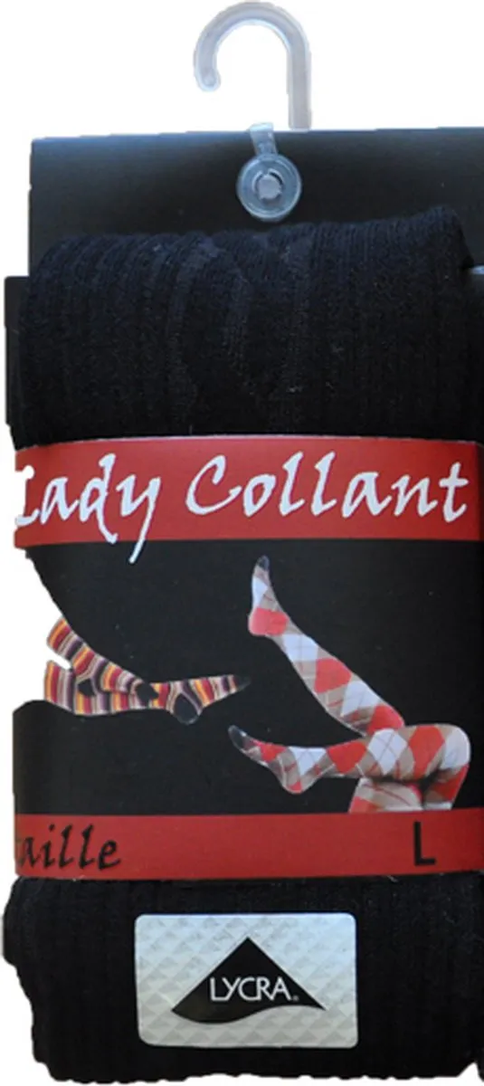 inter socks Dames collant 80% katoen- fantasie cable- 5 stuks - zwart