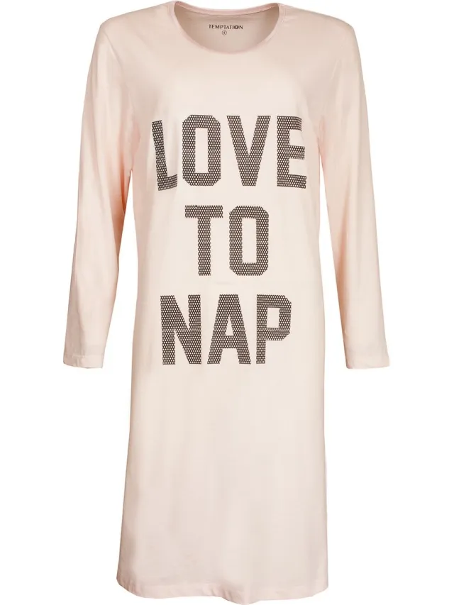 Temptation Dames Nachthemd - Bigshirt - Zalm Roze