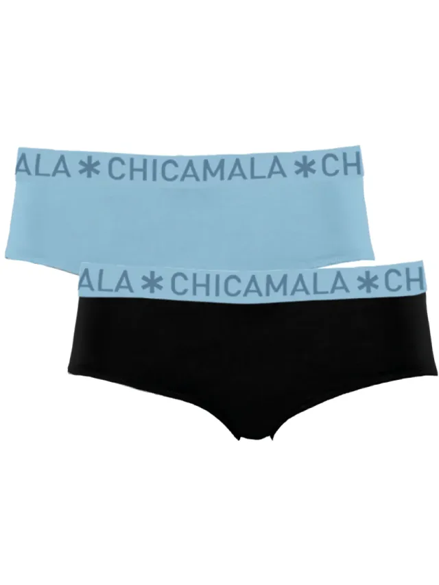 slips 2-pack lichtblauw en zwart