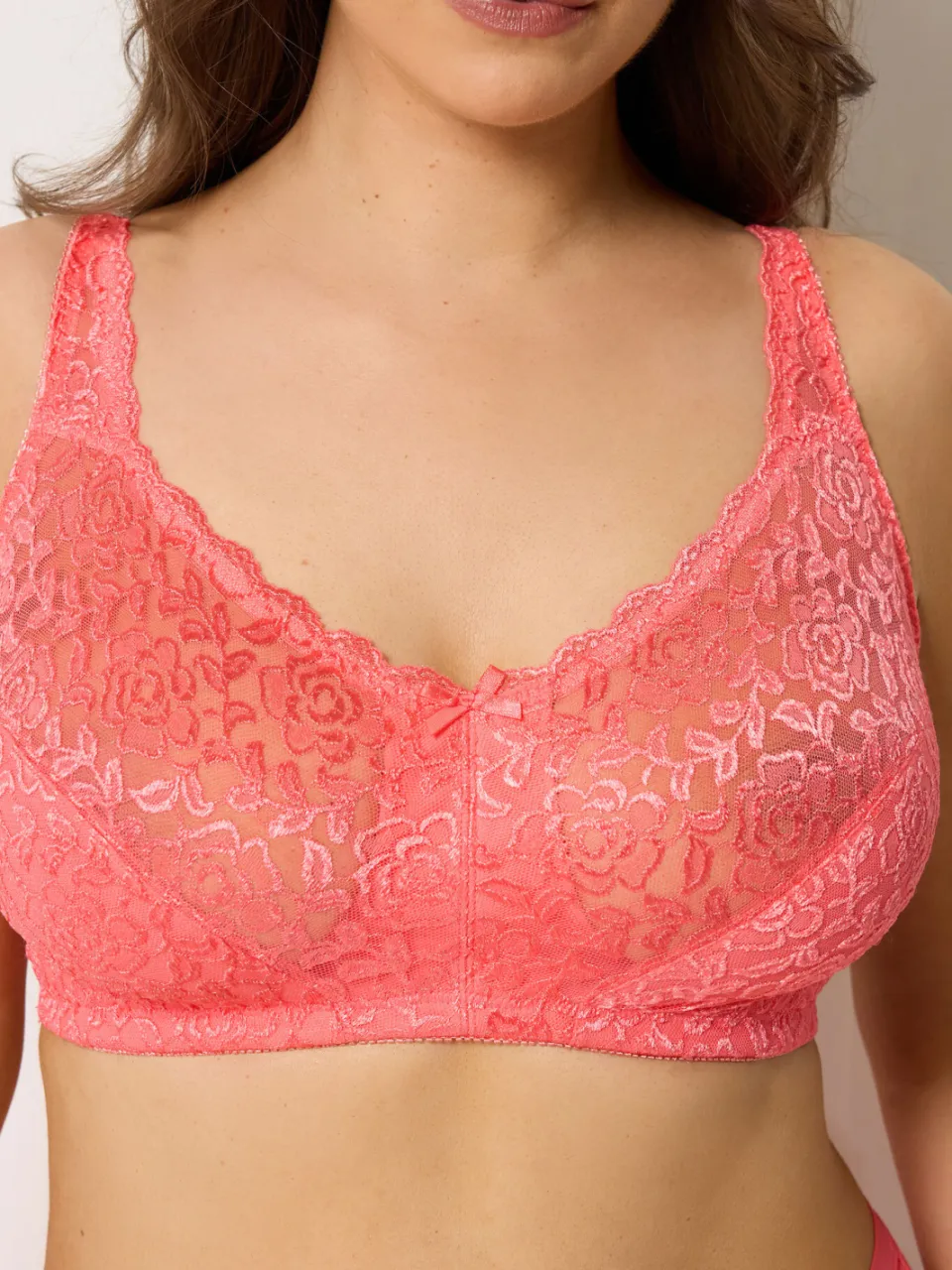 Yours Roze Glanzende Kanten Beugelbeha Zonder Vulling En Zonder Beugels, foto 5