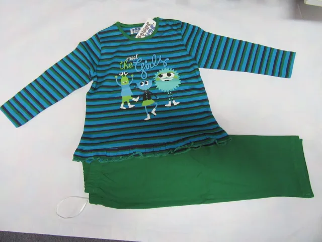 Wiplala , jen& james , pyjama , katoen , groen blauw, 3 jaar 98 blauw, groen ,