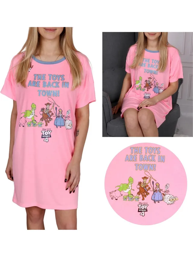 Disney Toy Story Neonroze nachtjapon met korte mouwen, dames