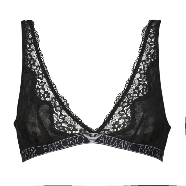 Emporio Armani VICHY MESH LACE bralette zwart