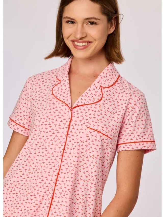 Woody Pyjama dames woody hemd plantjes km short roos