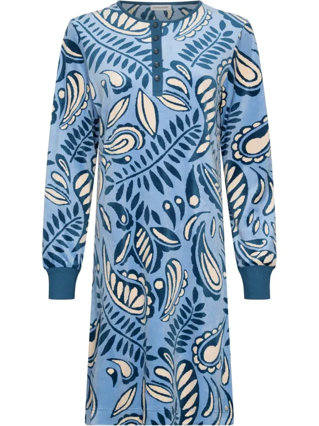Pastunette Nachthemd - Soft Paisley - Velours Fleece - Blauw