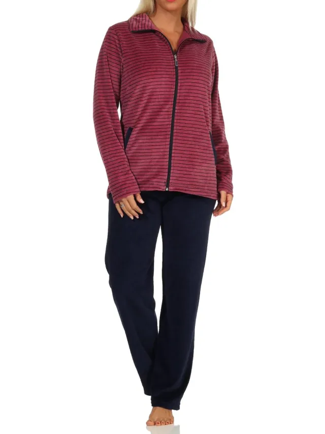 Normann Elegant Dames Gestreept Homewear Nicky Fluweel - 212 216 98 237 beere