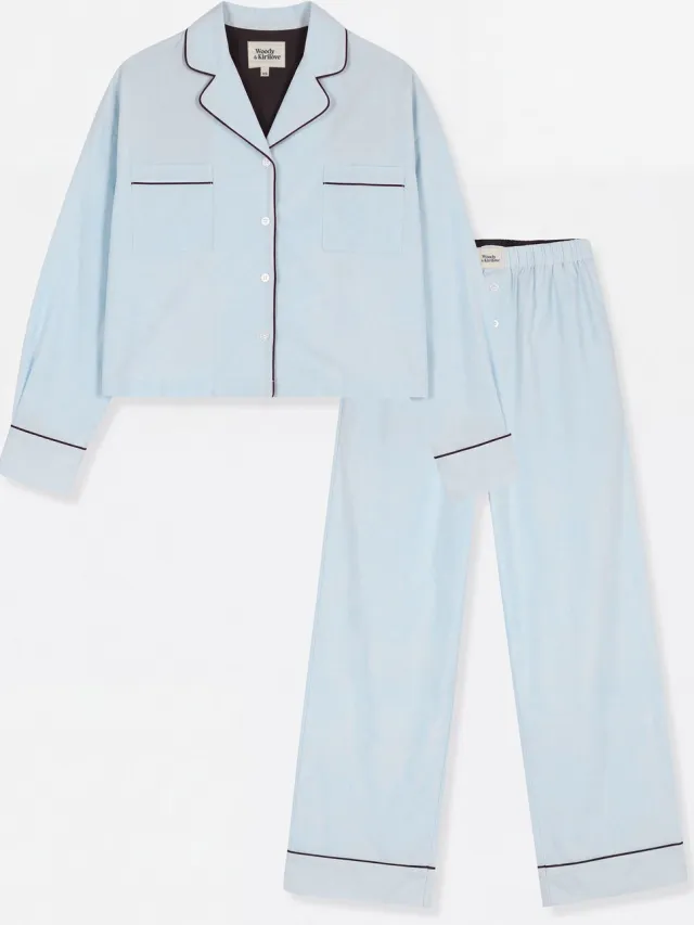 Woody & Kirilove Pyjama Dames & Tieners – Lichtblauw – Lange Mouwen & Lange Broek – 263-14-WKB-W/803 - 16 jaar