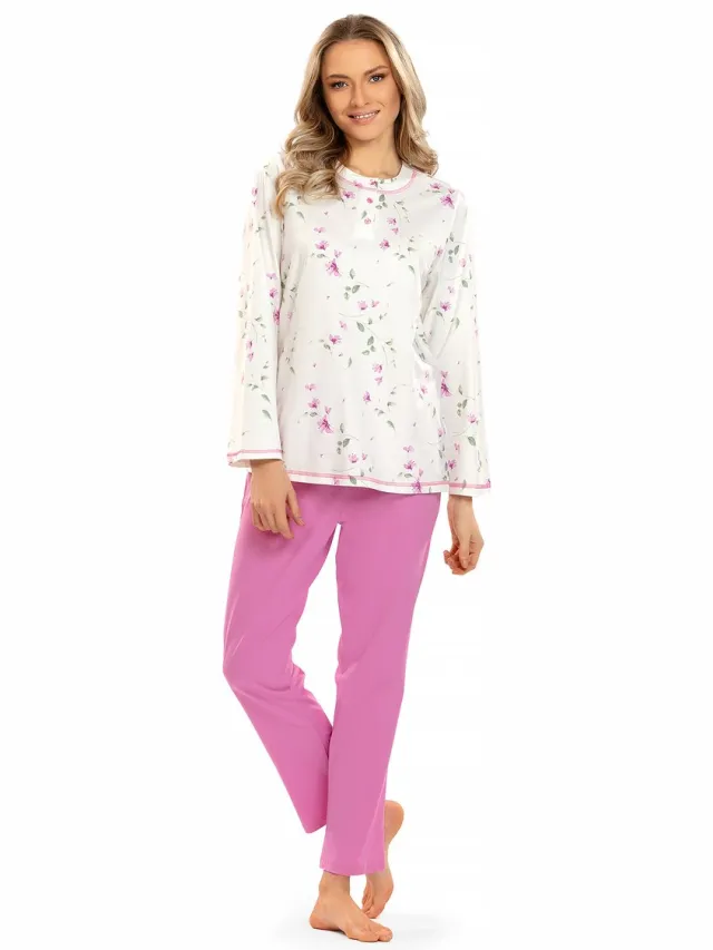 Comtessa Dames Pyjama Autumn Flowers - Comtessa Wit
