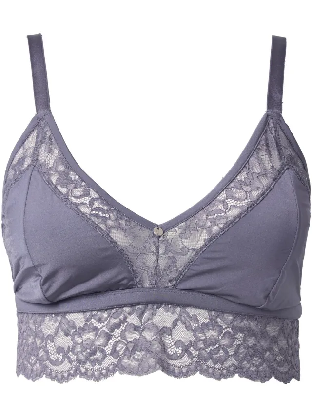 TruYou Dames - TruYou bralette satijn doorzichtig kant - Donkergrijs