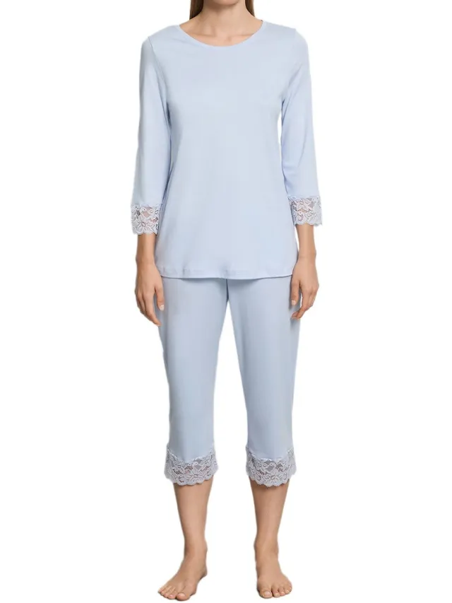 Hanro Dames pyjama Moments blue dove